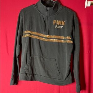 Victoria's Secret Black and Gold Zip-Up Sweater